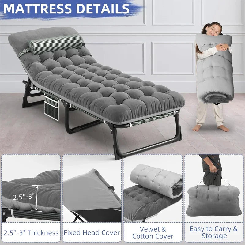 Folding Camping Cot with Mattress Outdoor