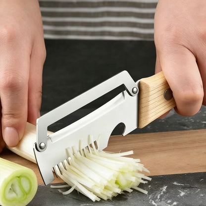 Vegetable Peeler with Wooden Handle for Peeling and Slicing