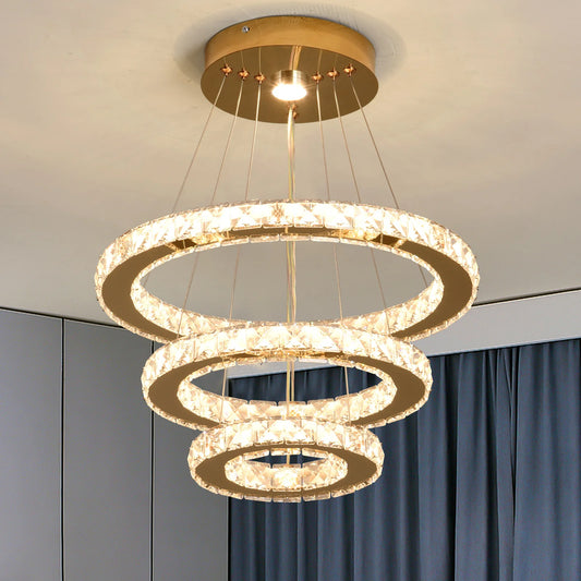 French Crystal LED Pendant Ceiling Light
