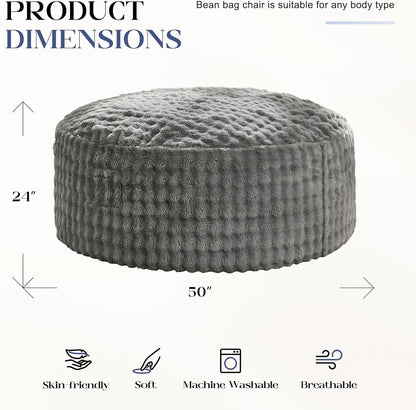 5FT Giant Memory Foam Bean Bag Chair – Grey