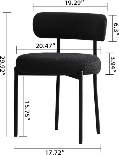 Black Boucle Dining Chairs Set of 4