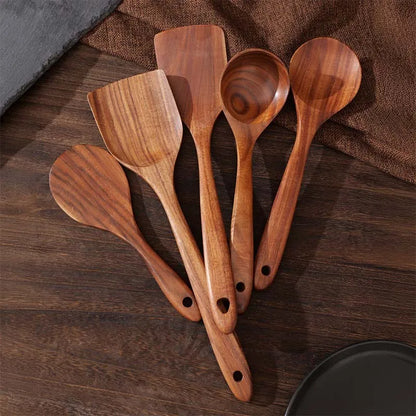 Wooden Kitchen Utensil Set with Holder