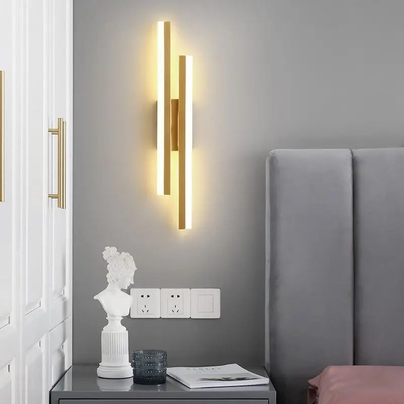 LED Wall Lamp Wall Sconces Copper Line Pipe Acrylic Lampshade