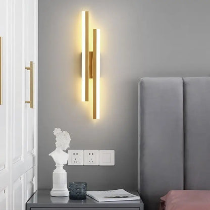 LED Wall Lamp Wall Sconces Copper Line Pipe Acrylic Lampshade