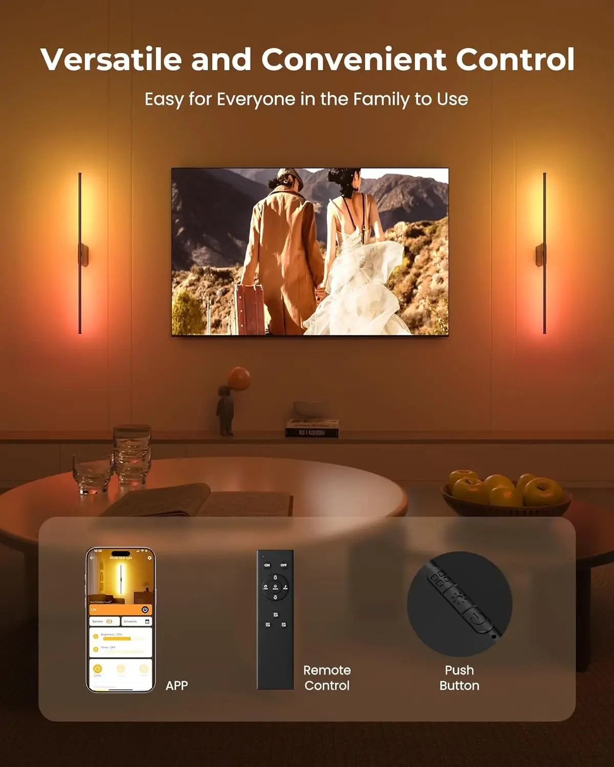 40" Smart LED Wall Sconces Set of 2