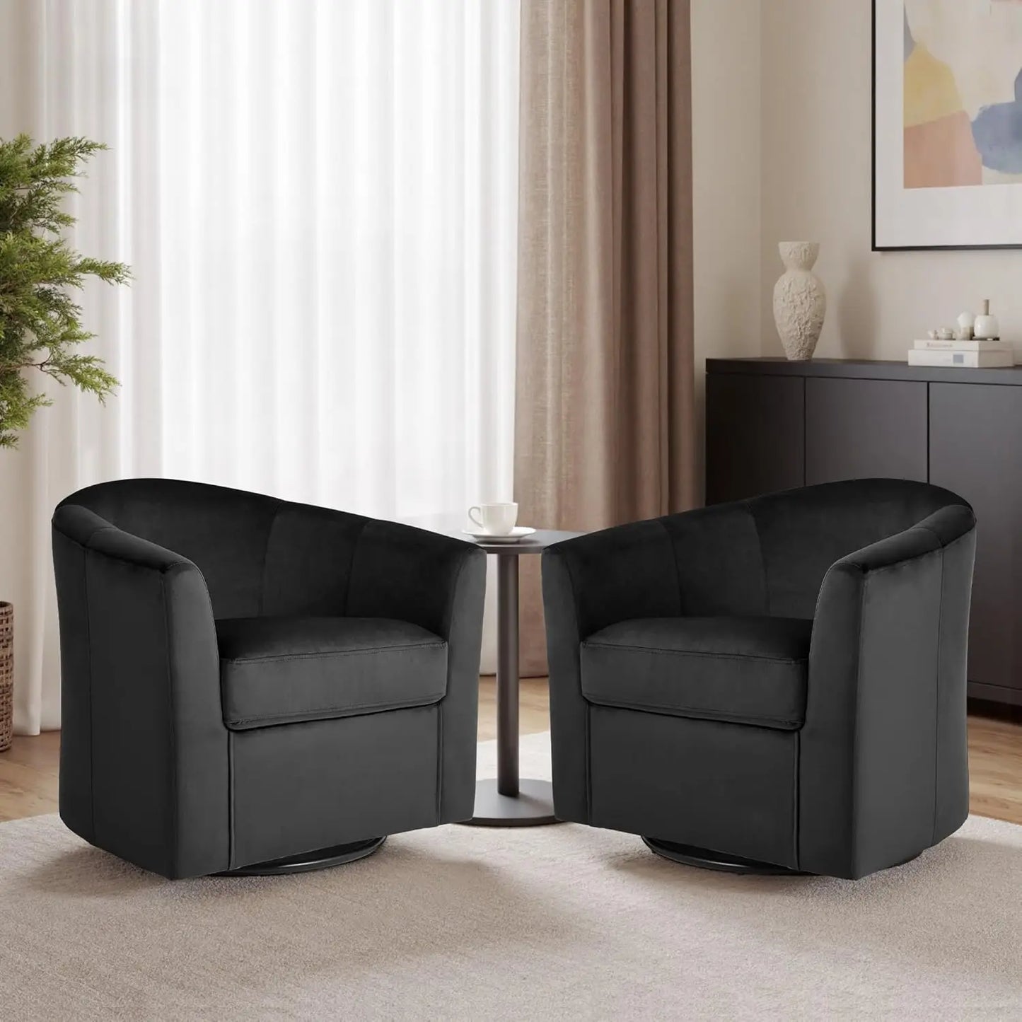 Modern Swivel Barrel Accent Chair Set of 2