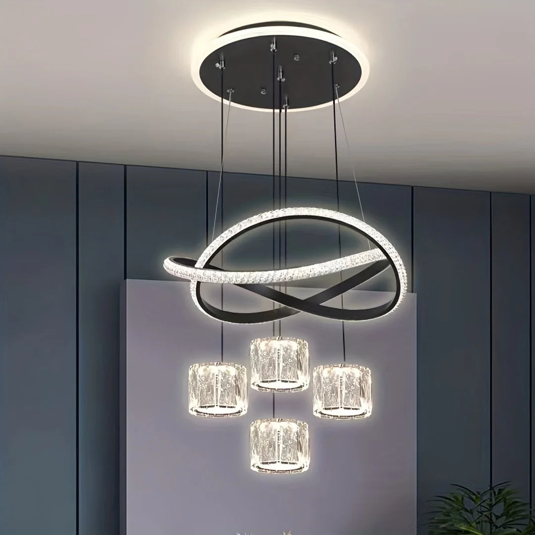 Crystal Pendant Lamp Oil-Rubbed Metal Finish
