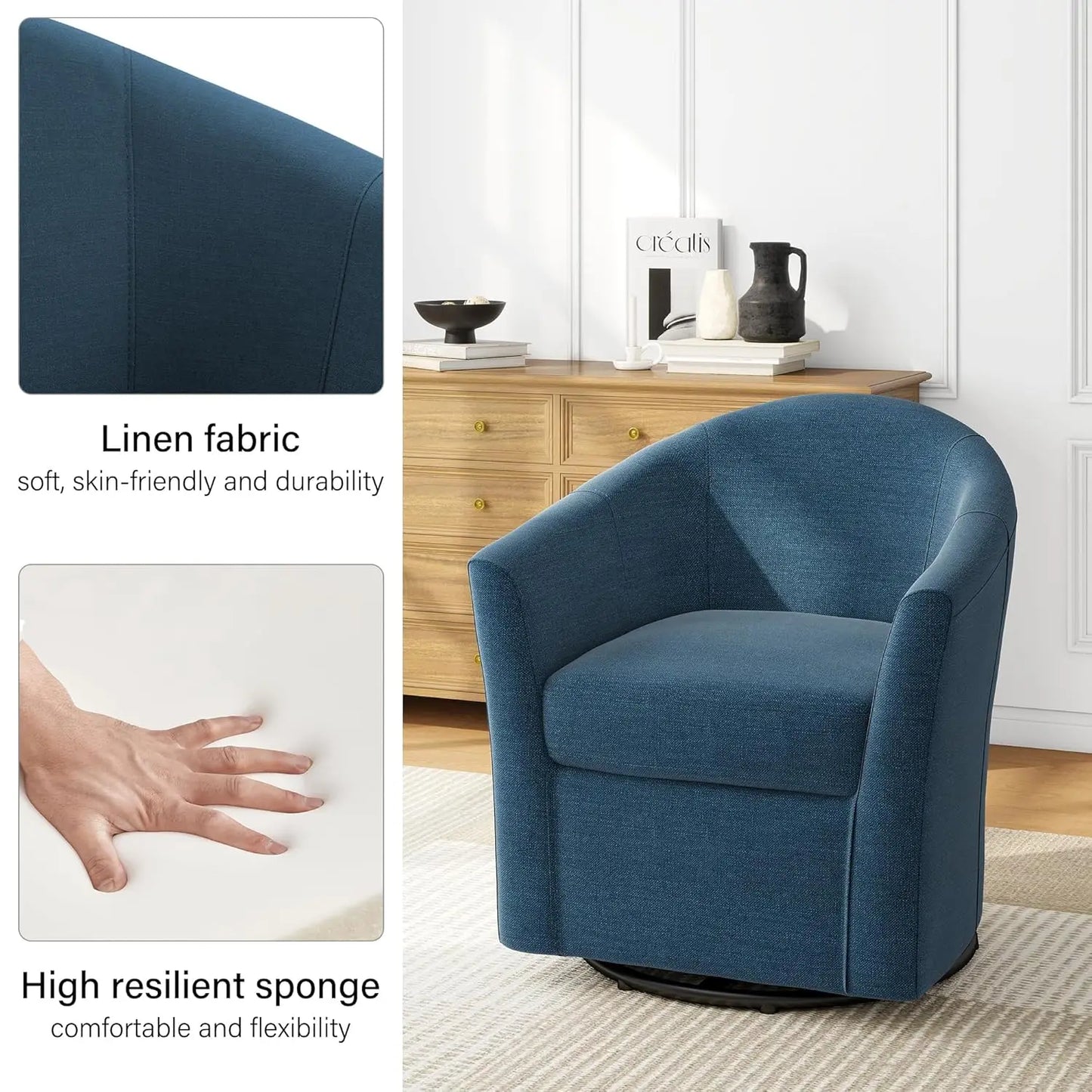 Modern Swivel Barrel Accent Chair Set of 2