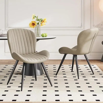 Set of 4 Velvet Dining Chairs with Metal Legs