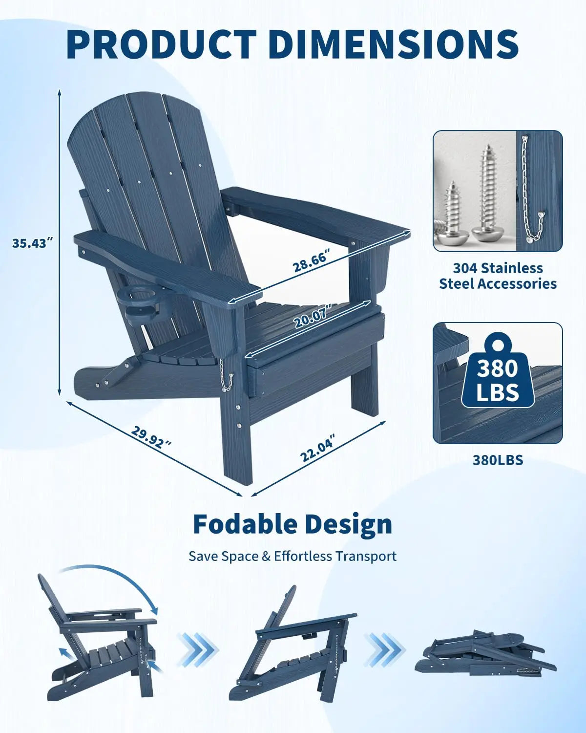 Folding Adirondack Chair with Cup Holder