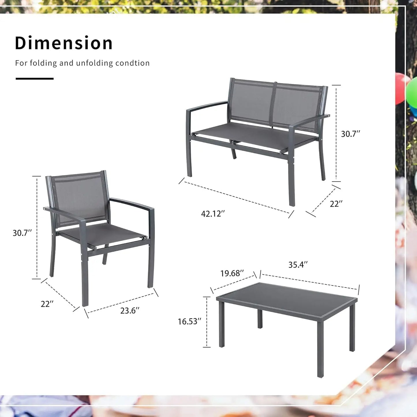 4-Piece Gray Outdoor Patio Set