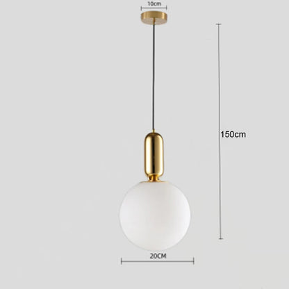 Nordic Glass Ball Pendant Light – Brass Black Hanging Lamp