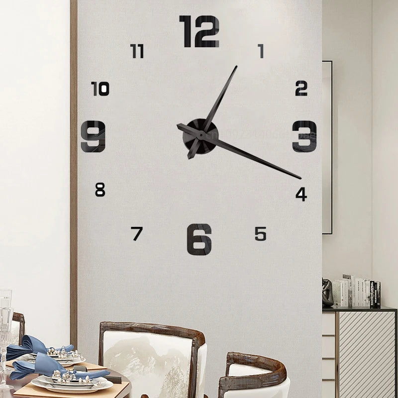 Large 3D DIY Mirror Wall Clock
