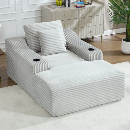 67" Corduroy Indoor Chaise Lounge Chair