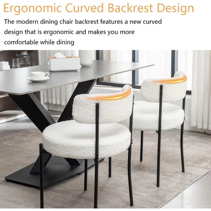 White Bouclé Dining Chairs Set of 4