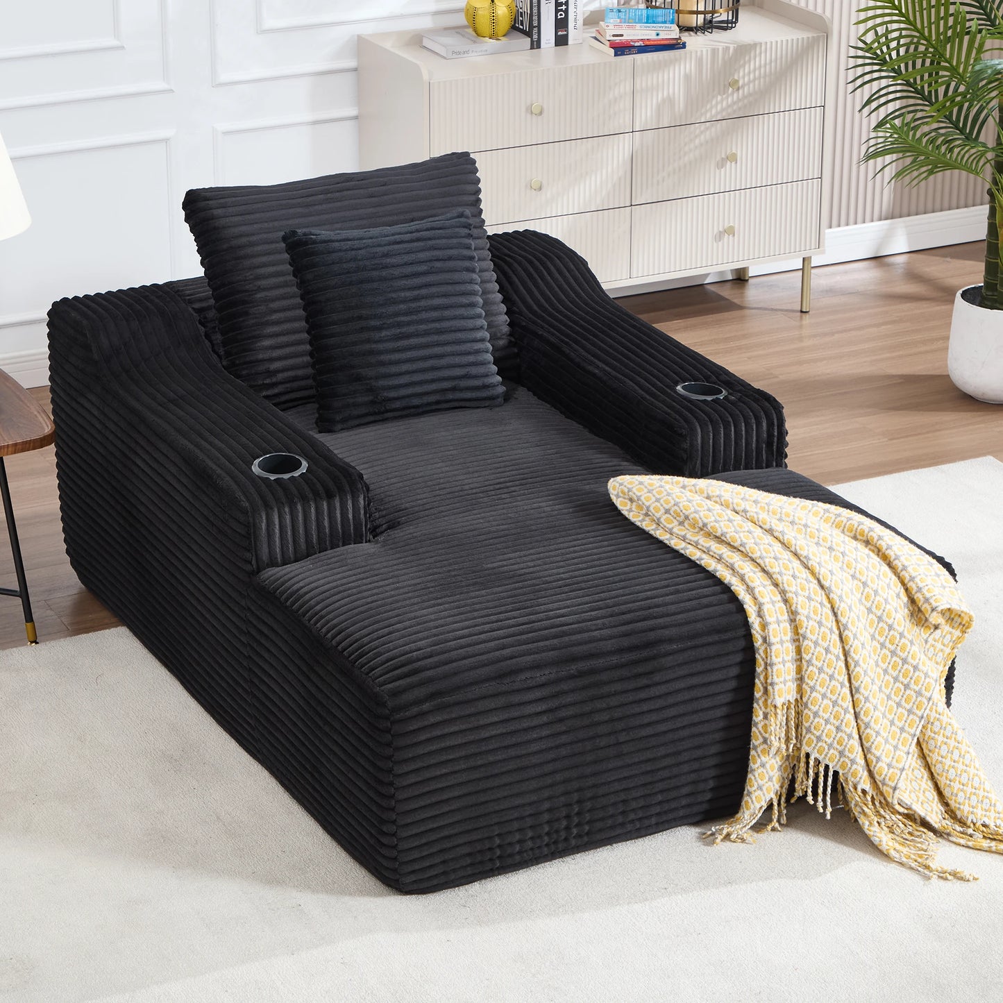 67" Corduroy Indoor Chaise Lounge Chair