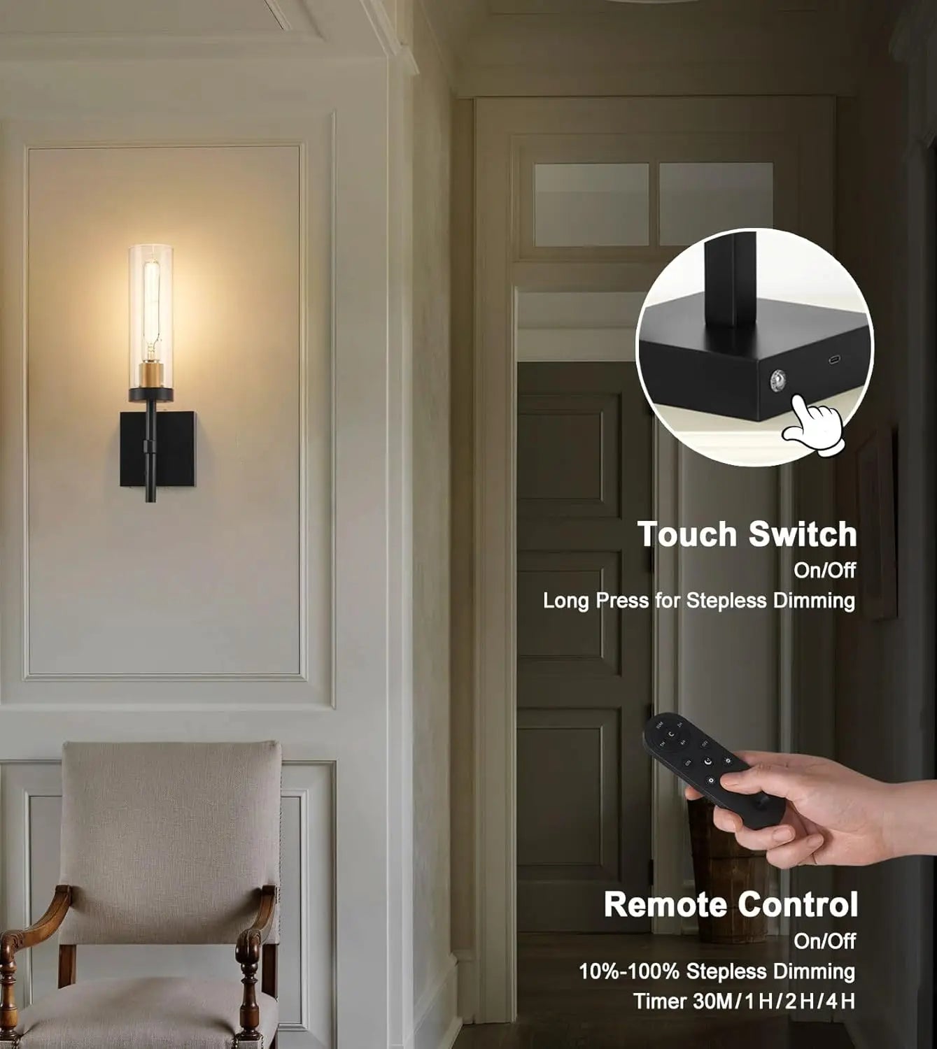 Set of 2, Battery Operated Dimmable Lights with Remote,