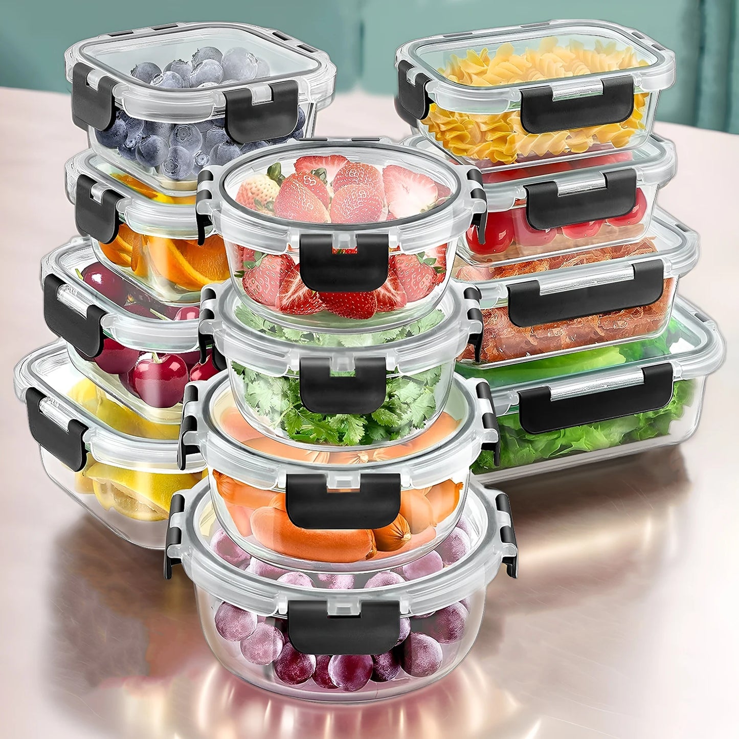 12PCS Glass Meal Prep Containers Set