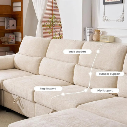 132-Inch Oversized Sectional Sofa with Storage
