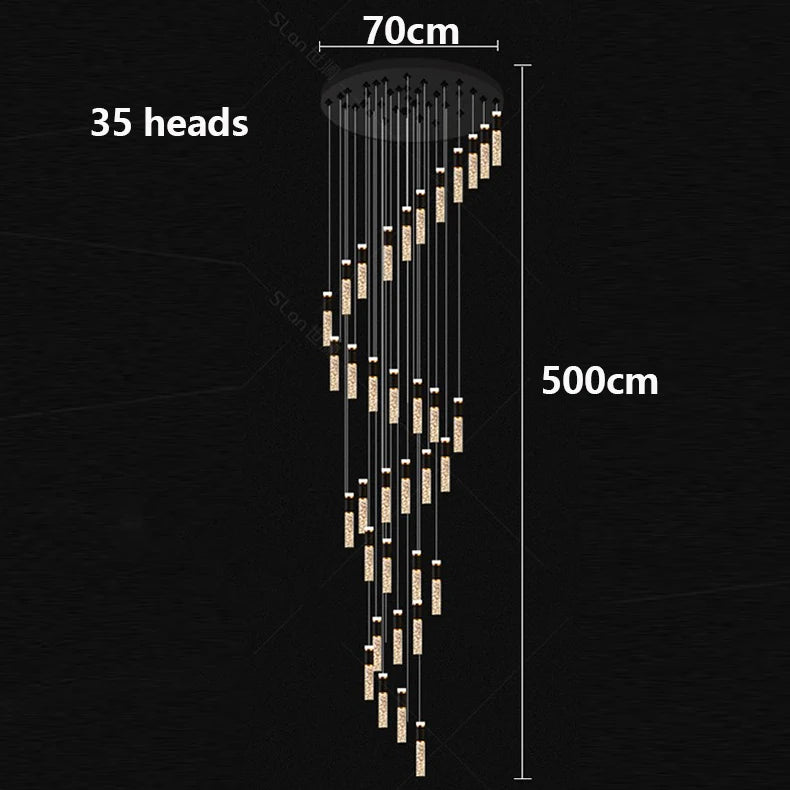Modern home decoration crystal chandelier, stair Pendant lamp,