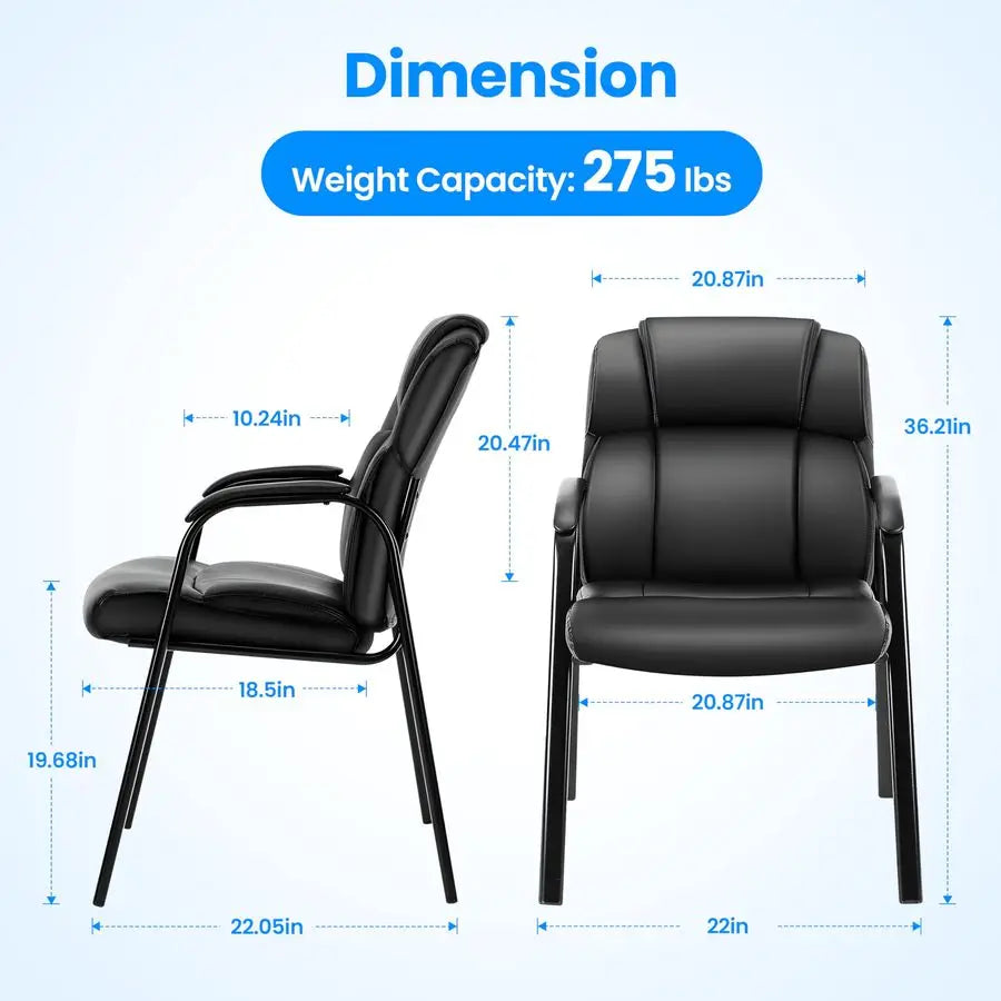 Leather Office Guest Chair with Padded Armrests