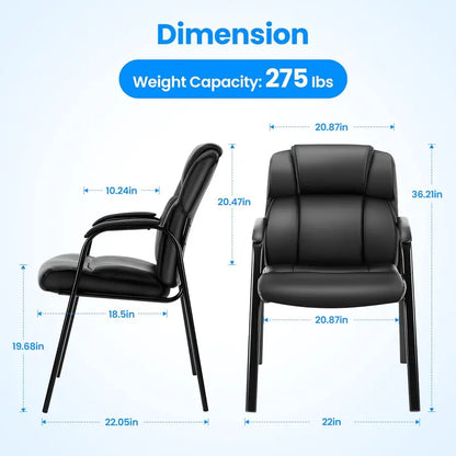 Leather Office Guest Chair with Padded Armrests