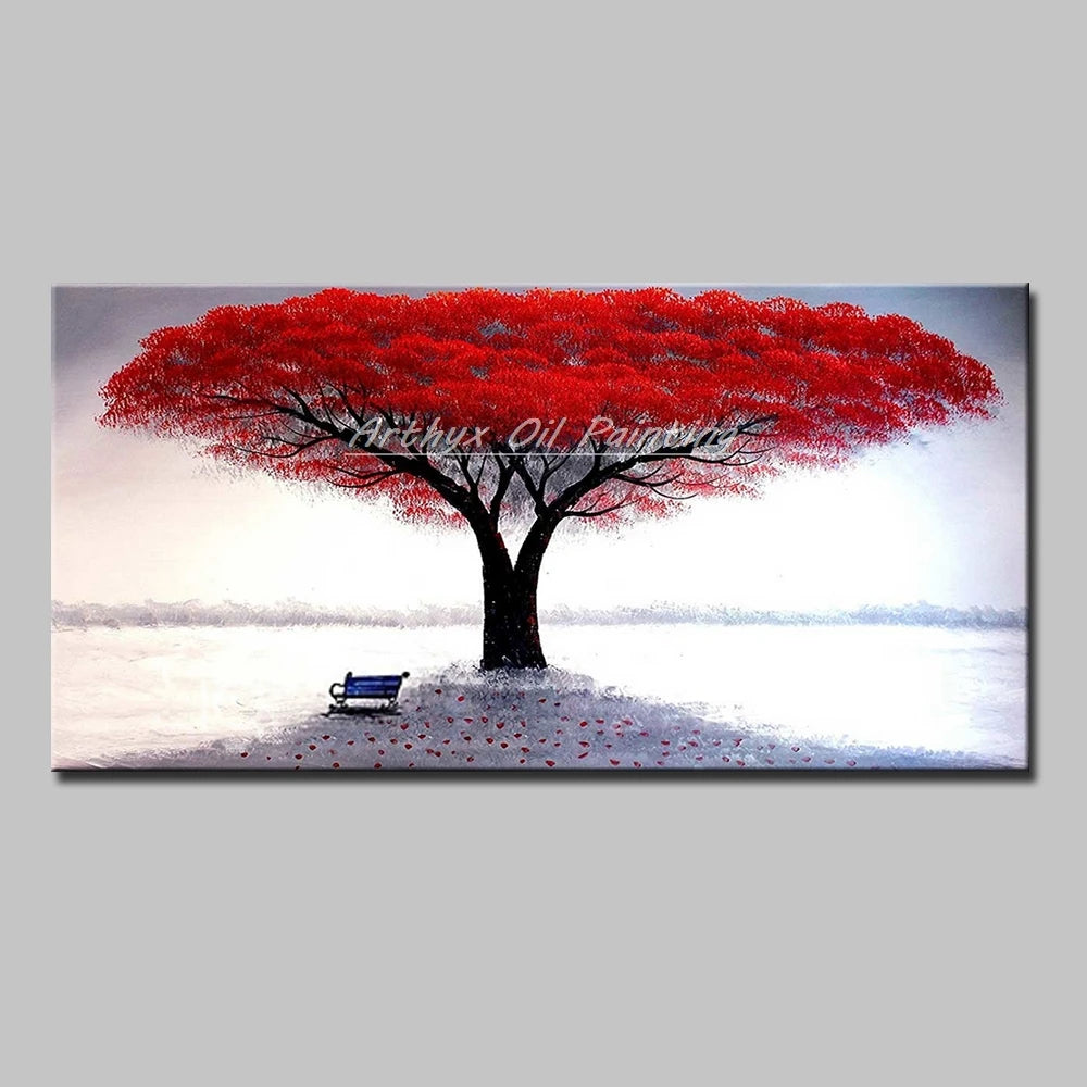 Large Abstract Tree Oil Painting on Canvas
