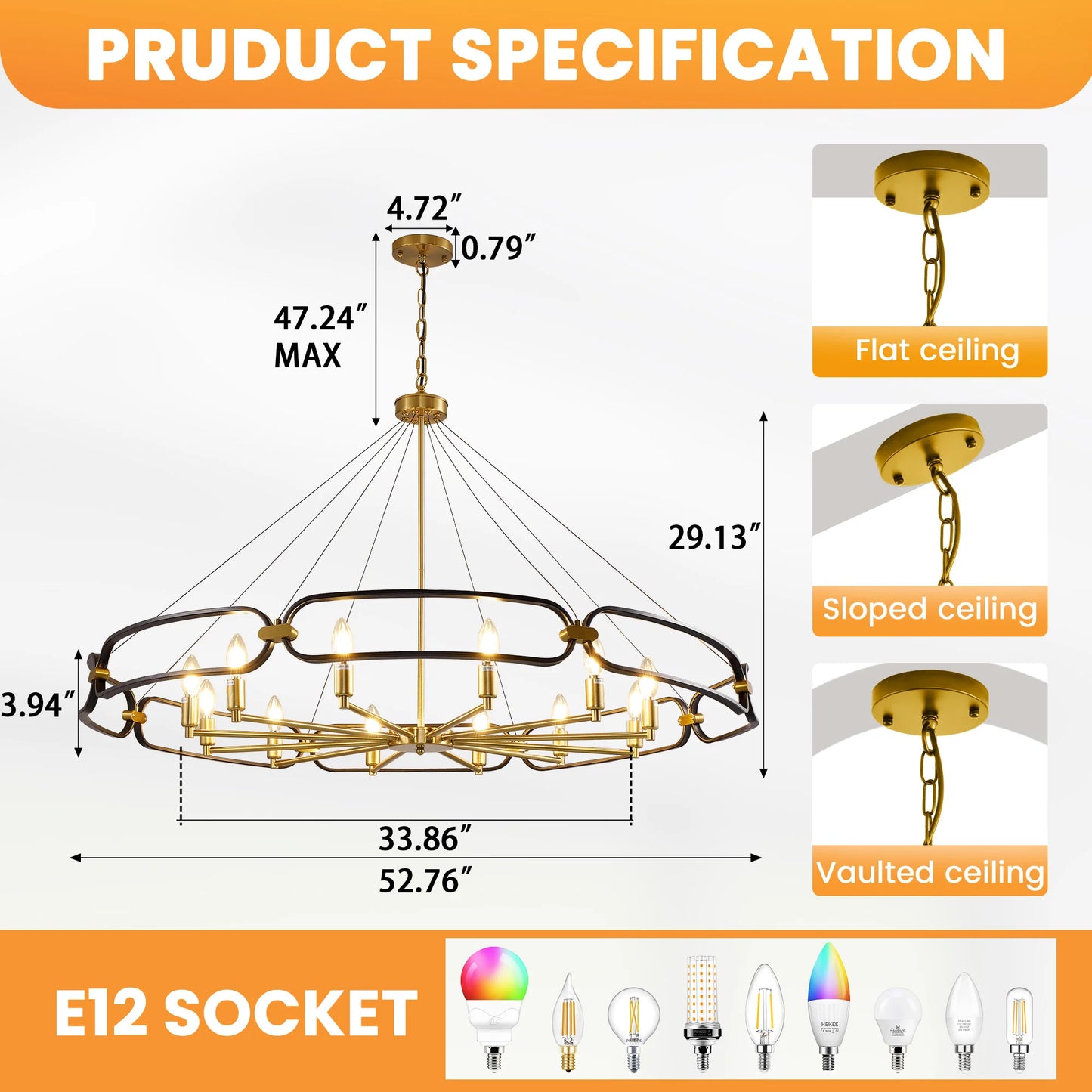 Vintage Iron Round LED Chandelier
