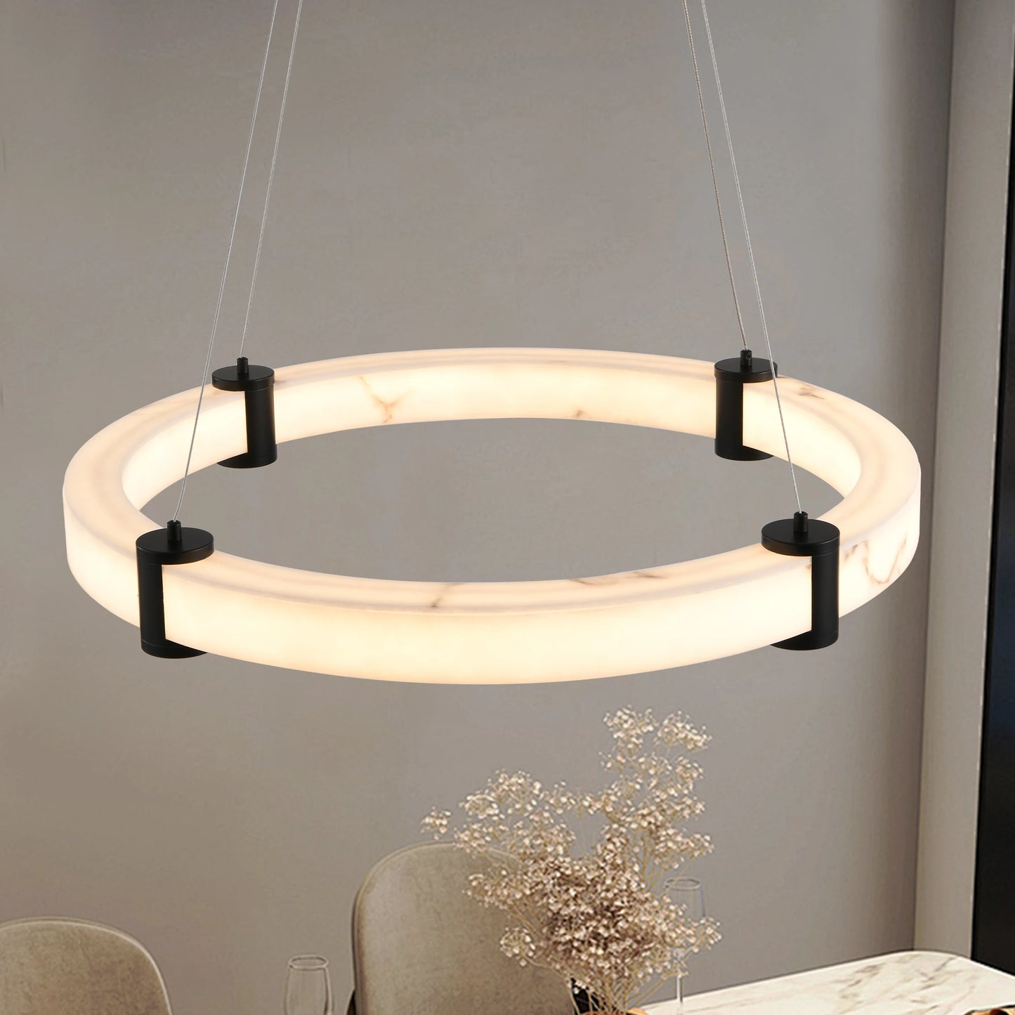 Round Hanging Chandelier with Adjustable Height,