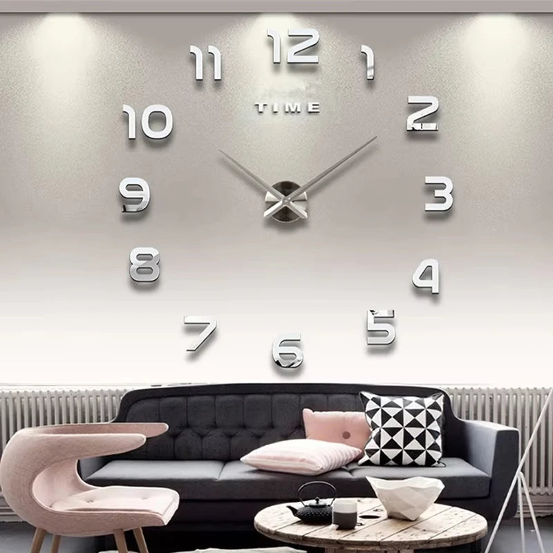Large 3D DIY Mirror Wall Clock