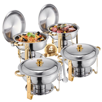 Stainless Steel Chafing Dish Buffet Set (4 Pack)
