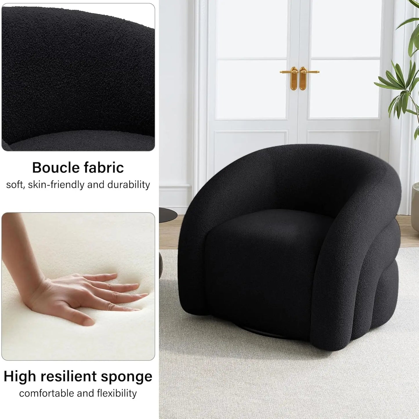 Small Swivel Barrel Accent Chair – No Assembly