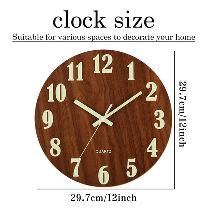 12" Luminous Wooden Wall Clock
