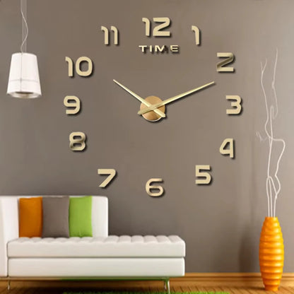 Large 3D DIY Mirror Wall Clock