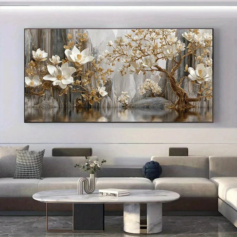 White & Gold Floral Diamond Art Kit