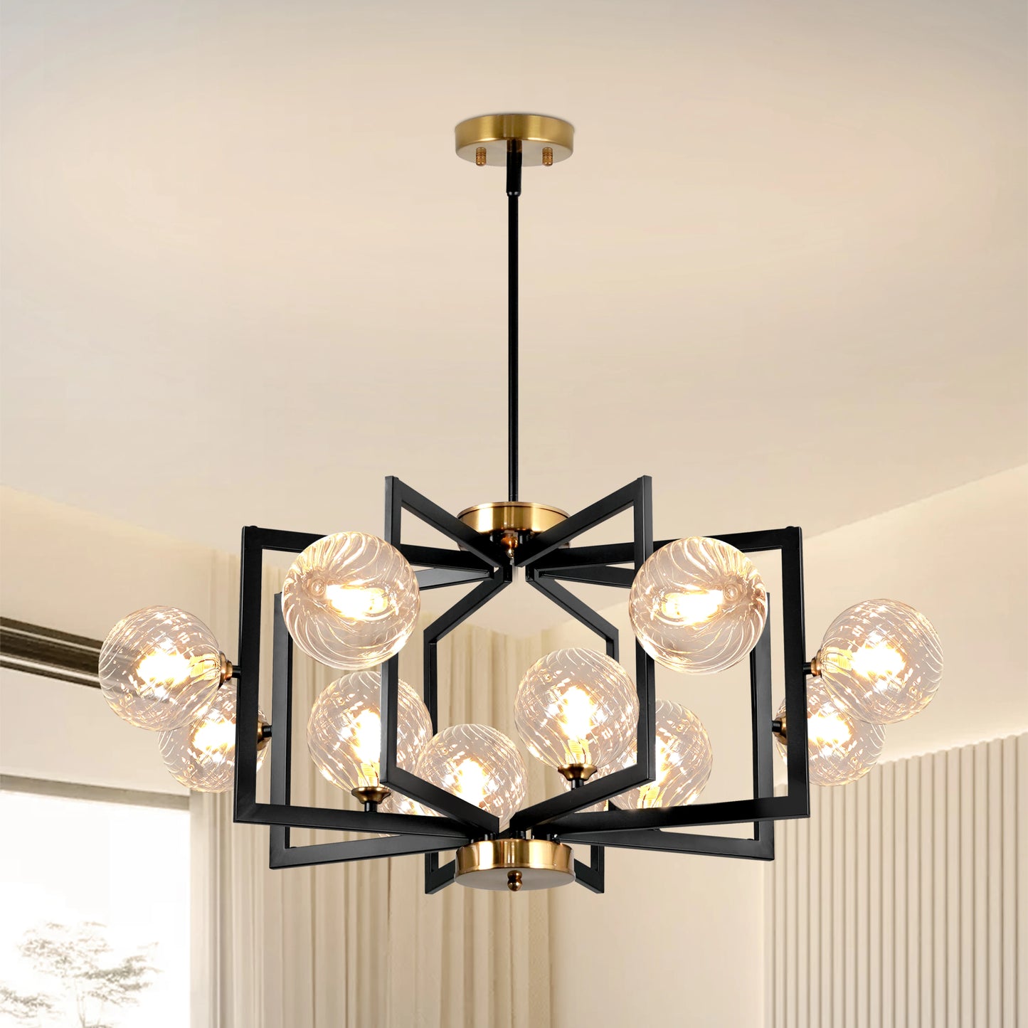 Dimmable Bubble Chandelier Black Glass