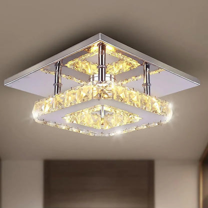 Small Crystal LED Semi-Flush Mount Ceiling Light – Warm White