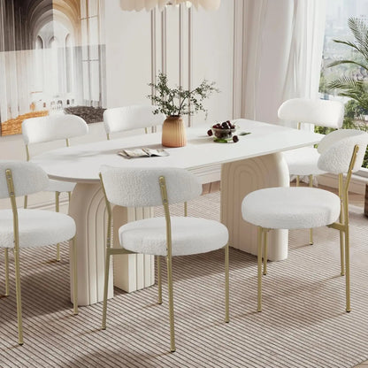 Modern Teddy Dining Chairs with Gold Legs (Set of 6)