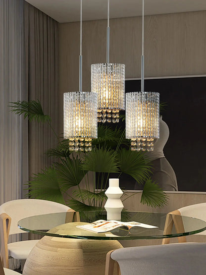 3-Pack Chrome K9 Crystal Pendant Lights – Adjustable Raindrop Chandelier Set for Kitchen Island