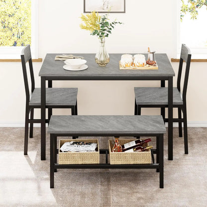Modern Dining Table Set for 4 with Bench