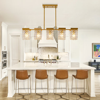 5-Light Gold Crystal Chandelier – Luxury LED Ceiling Light