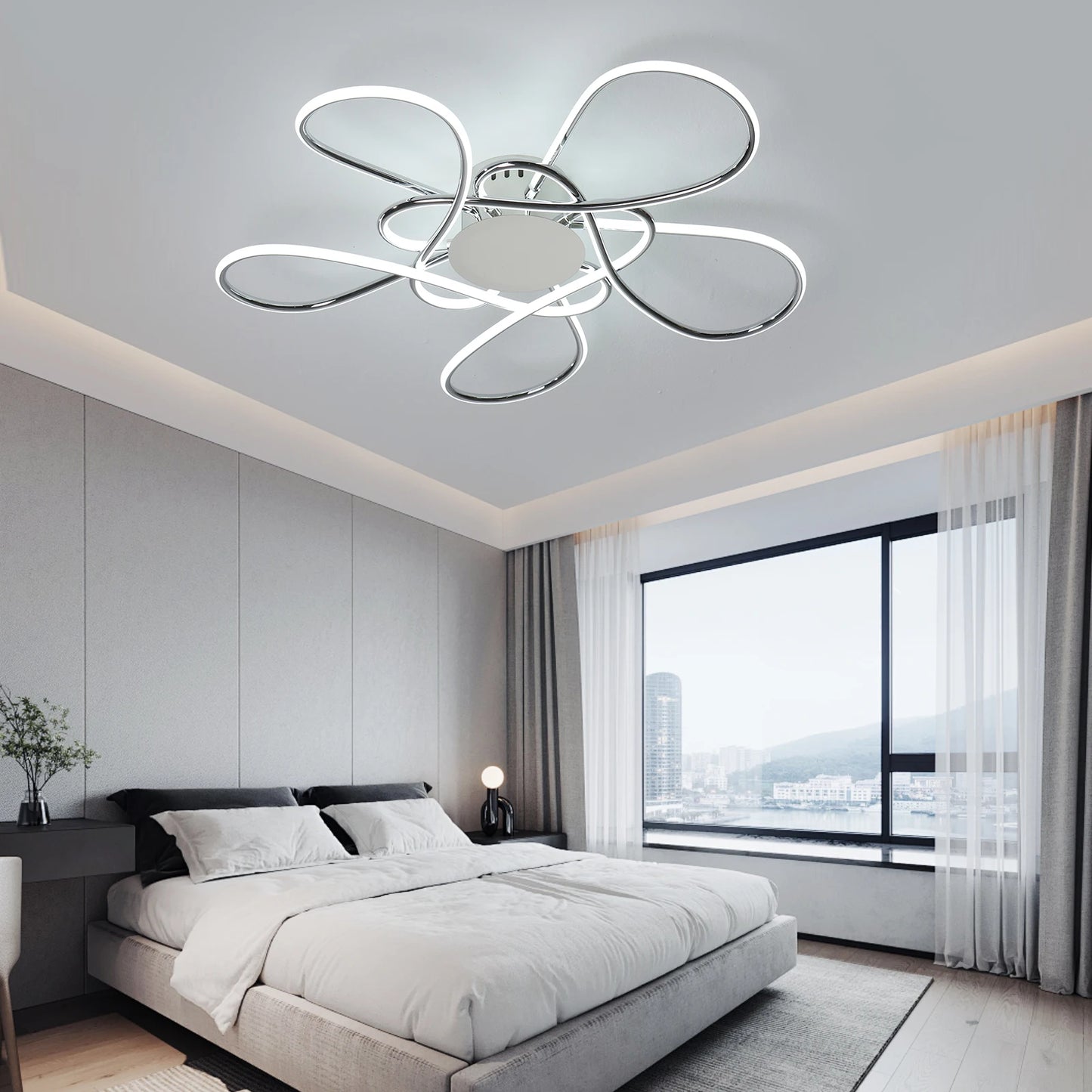 Modern LED Chandelier – Chrome/Gold Ceiling Light