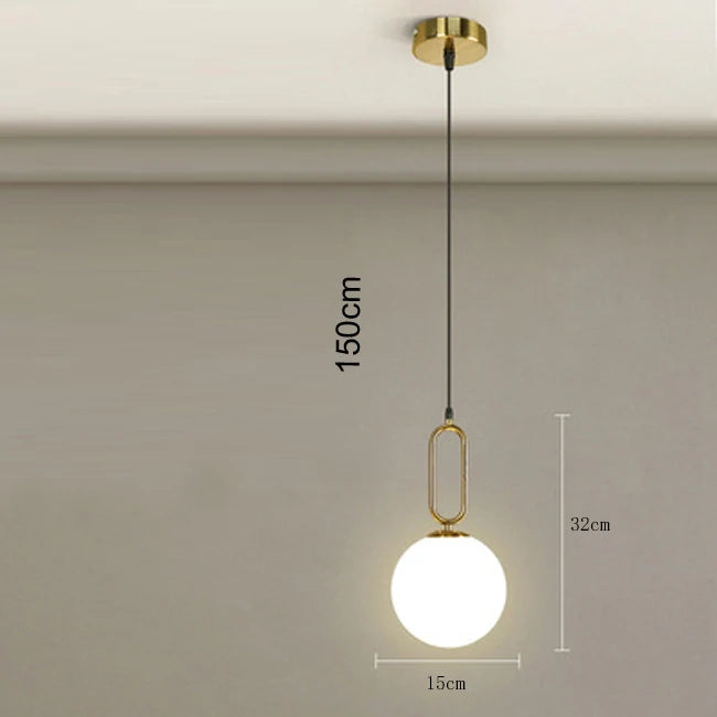 Nordic Glass Ball Pendant Light – Brass Black Hanging Lamp