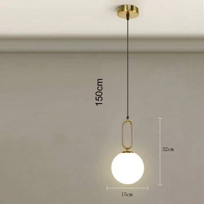Nordic Glass Ball Pendant Light – Brass Black Hanging Lamp