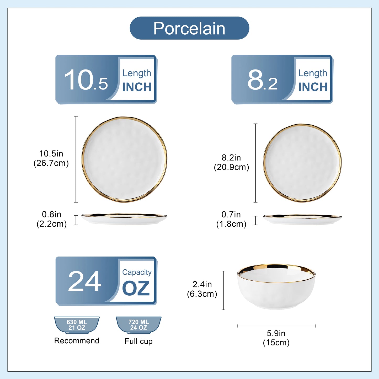 LOVECASA Gold Rim Dish Set