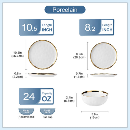 LOVECASA Gold Rim Dish Set