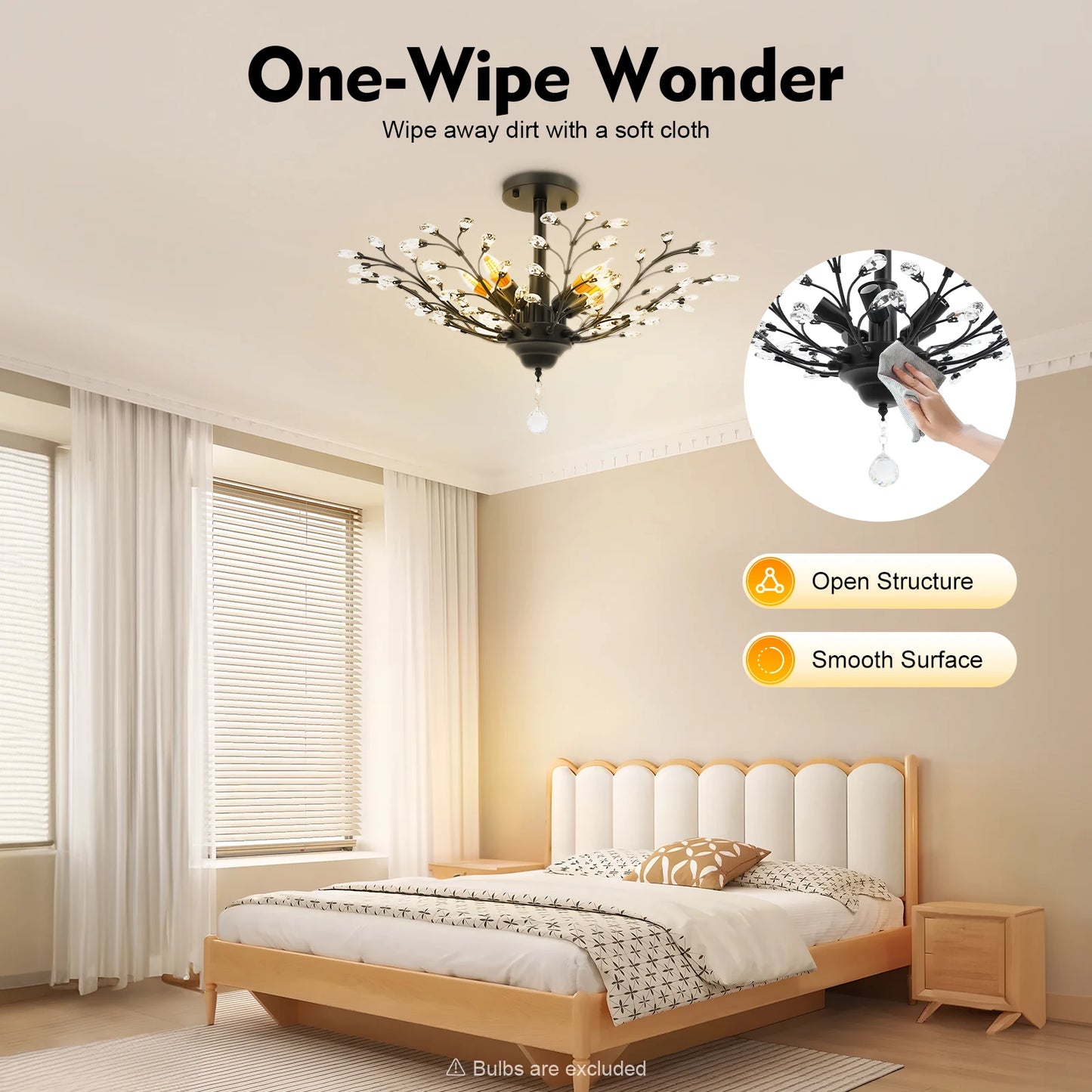 Black Crystal Branch Ceiling Light