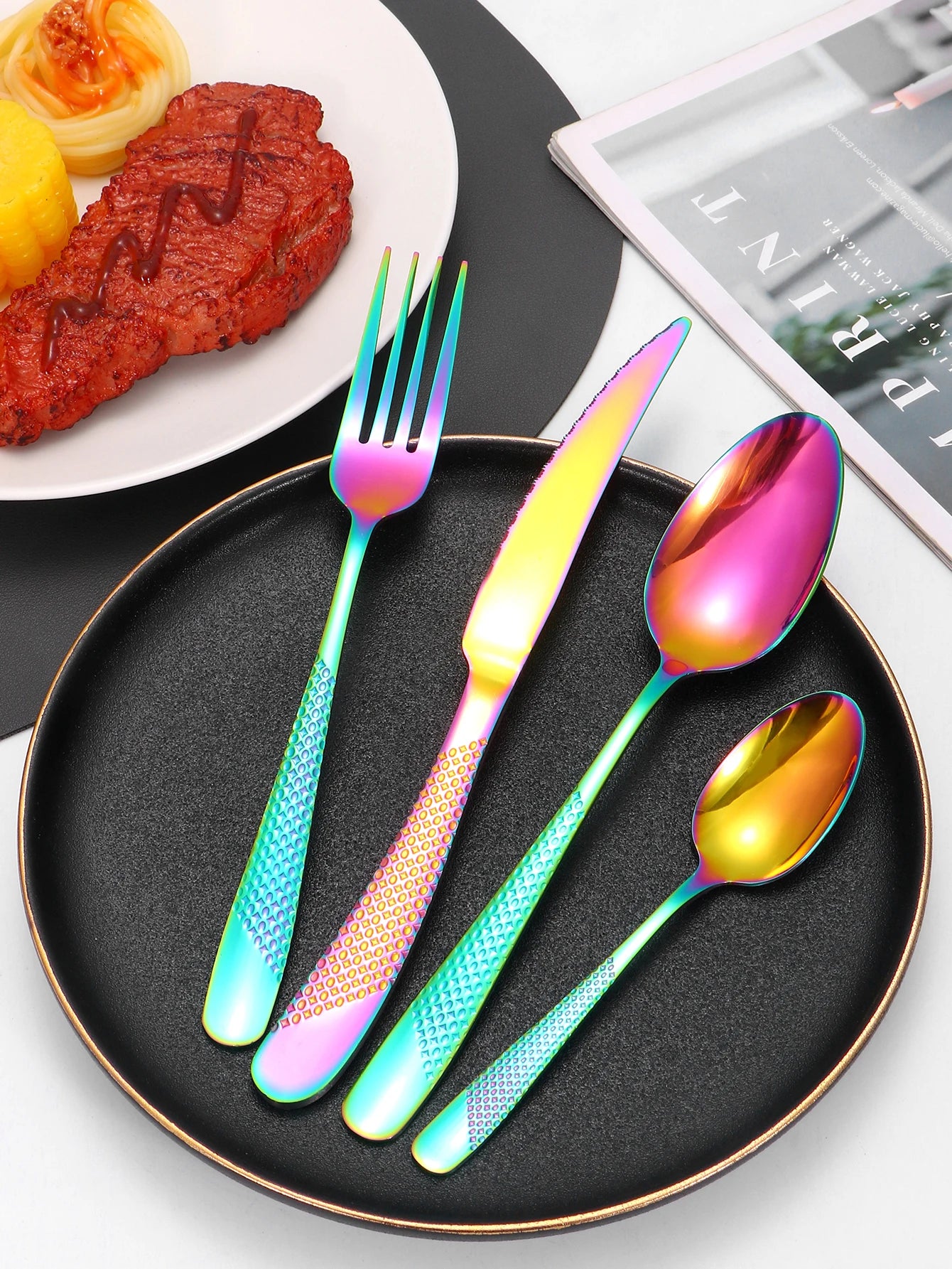 24 PCS Stainless Steel Knife & Fork Set