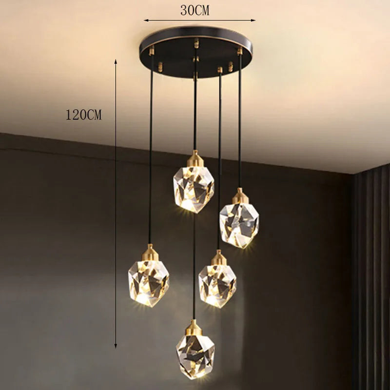 Modern Crystal Staircase LED Chandelier