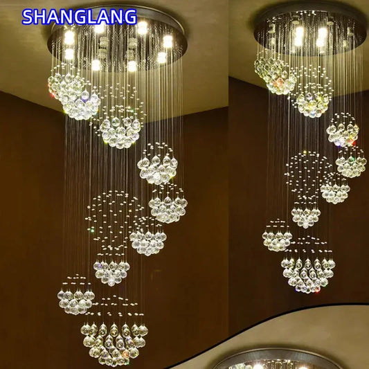Modern Long Clear Crystal Chandelier Room Decor Lustres Lampadari Stage LED Pendant Lights Fixtures Kitchen Suspension Luminaire